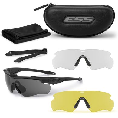 Баллистические, тактические очки ESS Crossblade со сменными линзами: Прозрачная/Smoke Gray/Hi-Def Yellow. Цвет оправы: Черный., ESS-EE9032-07 фото