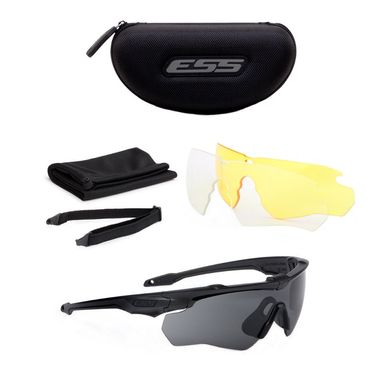 Баллистические, тактические очки ESS Crossblade со сменными линзами: Прозрачная/Smoke Gray/Hi-Def Yellow. Цвет оправы: Черный., ESS-EE9032-07 фото