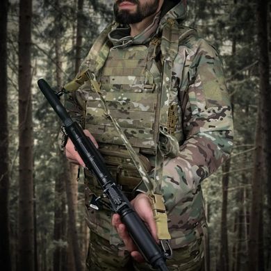 Ремінь триточковий збройовий RAGNAROK з широким наплічником KRAKEN carbine, Чорний Чорний KRAKEN-carbine1 фото Orkov.net