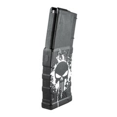 Полімерний магазин MFT на 30 патронів 5.56x45mm/.223 для AR-15/M4 Extreme Duty Punisher Skull., Чорний