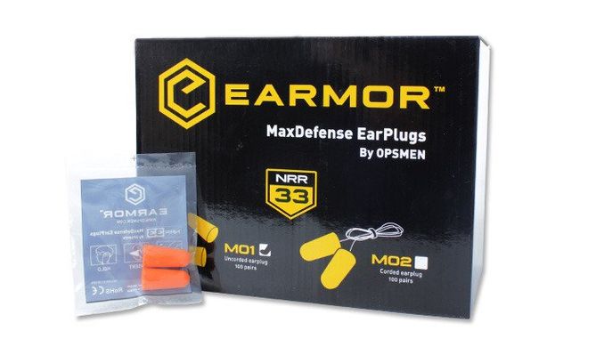 Пенные беруши Earmor MaxDefense Foam EarPlugs - M01 - Упаковка 100 шт., EM-M01 фото