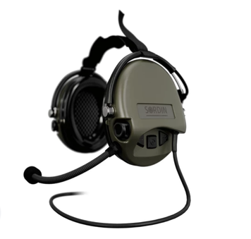 Активные тактические наушники для стрельбы Supreme Mil CC Neckband Nexus с задним держателем под шлем. Зелёный Sordin-76332-06-S-Green фото Orkov.net