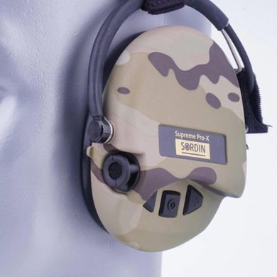 Активные наушники для стрельбы Sordin Supreme Pro-X Neckband Multicam с задним держателем под шлем 76302-X-06-S фото Orkov.net