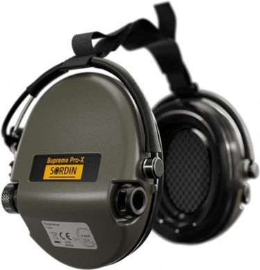 Активные наушники для стрельбы Sordin Supreme Pro-X Neckband Olive с задним держателем под шлем 76302-X-S фото Orkov.net