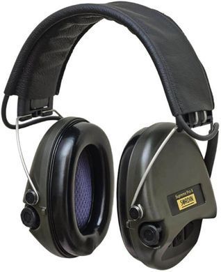 Активні навушники для стрільби Sordin Supreme Pro X Шкіряне оголів'я (olive) 75302-X/L-S фото Orkov.net