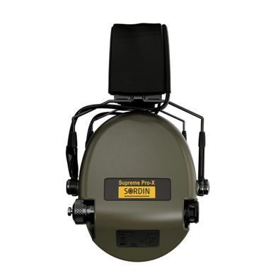 Активні навушники для стрільби Sordin Supreme Pro X Шкіряне оголів'я (olive) 75302-X/L-S фото Orkov.net