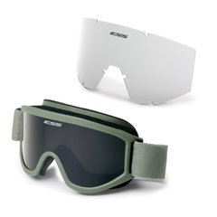 Балістичні окуляри-маска ESS Land Ops із лінзами: Прозора / Smoke Gray. Колір оправи: Foliage Green.