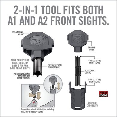 Ключ Real Avid Front Sight Adjuster Pro для регулювання прицільних засобів для AR-15., AVARFSAPRO фото