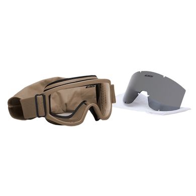 Балістичні окуляри-маска ESS Land Ops із лінзами: Прозора / Smoke Gray. Колір оправи: Terrain Tan., ESS-740-0406 фото