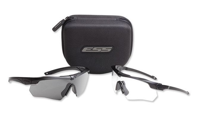 Комплект балістичних, тактичних окулярів ESS Crossbow Suppressor 2шт з лінзами: Прозора / Smoke Gray. Колір оправи: Чорний., ESS-740-0451 фото