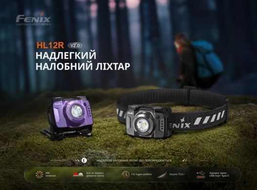 Ліхтар налобний Fenix HL12R V2.0. Сірий Fenix-HL12R-V2.0-GR фото Orkov.net
