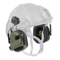 Активні тактичні навушники Earmor M31H для шоломів FAST та напрямних ARC Helmet Rails., EM-M31H-GRN фото