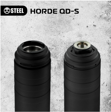 Быстросъёмный звукоподавитель STEEL HORDE QD-S .223 Small чёрный STEEL-HORDE-QD-S-223-1/2х28 фото Orkov.net