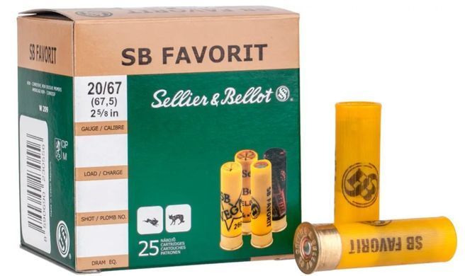 Патрон Sellier & Bellot FAVORIT кал. 20/67,5 картеч 6,83 мм навешивание 28 г (без контейнера). SELLIER&BELLOT-12110111 фото Orkov.net