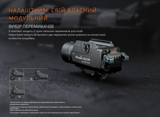 Фонарь к пистолету Fenix GL23R с лазерным прицелом. Чёрный Fenix-GL23R фото Orkov.net
