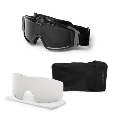 Баллистические очки-маска ESS Profile TurboFan с линзами: Прозрачная / Smoke Gray. Цвет оправы: Черный., ESS-740-0131 фото