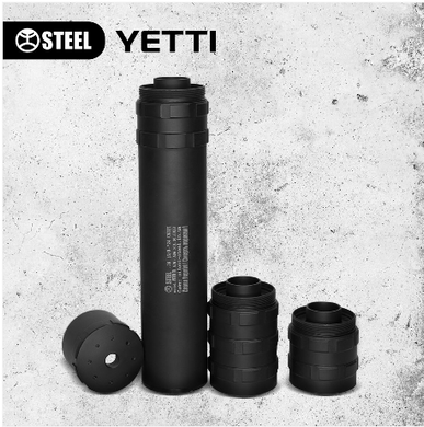 Титановий модульний саундмодератор Steel Yetti Ti .308win чорний Steel-Yetti-Ti-308-1/2х28 фото Orkov.net