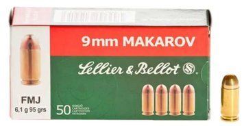 Патрон Sellier & Bellot кал. 9x18 пуля FMJ масса 6,1 г/95 гр. SELLIER&BELLOT-12110067 фото Orkov.net