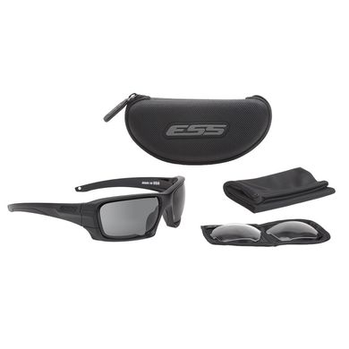 Балістичні, тактичні окуляри ESS Rollbar Contract Subdued Logo Kit із лінзами: Прозора / Smoke Gray. Колір оправ: Чорний., ESS-EE9018-02 фото