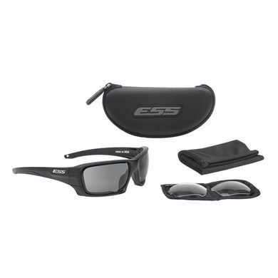 Балістичні, тактичні окуляри ESS Rollbar Silver Logo Kit із лінзами: Прозора / Smoke Gray. Колір оправ: Чорний., ESS-EE9018-03 фото