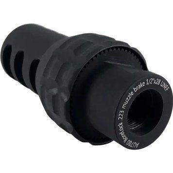 Дульный тормоз-компенсатор 1/2"x28 UNEF, .223/5.56 кал. &mdash; ASE UTRA BoreLock AU780 .223 Muzzle Brake 1/2"x28 UNEF, чёрный, с защитным колпачком 36740455 фото Orkov.net