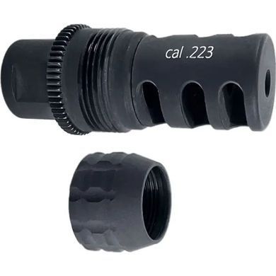 Дульный тормоз-компенсатор 1/2"x28 UNEF, .223/5.56 кал. &mdash; ASE UTRA BoreLock AU780 .223 Muzzle Brake 1/2"x28 UNEF, чёрный, с защитным колпачком 36740455 фото Orkov.net