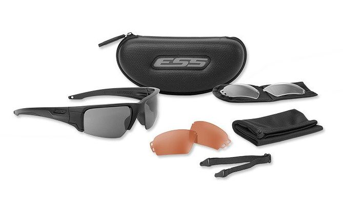 Баллистические, тактические очки ESS Crowbar Tactical Subdued Logo с линзами:Прозрачная/Smoke Gray/ Mirrored Copper. Цвет оправы: Черный., ESS-EE9019-04 фото