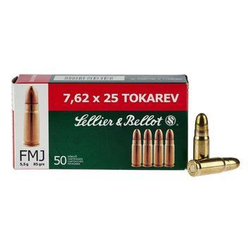 Патроны 7,62x25 Tokarev FMJ пуля 5,5 г (85 гр) для пистолетов и пистолетов-пулемётов - Sellier и Bellot, 50 шт 12110055 фото Orkov.net