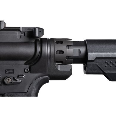 Стальной кольцевой QD адаптер с корончатой гайкой Strike Industries на ресивере AR15/M4., SI-AR-ECN&EEP-BK фото